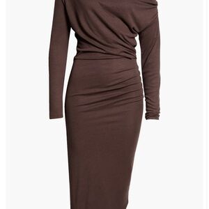 Reiss Elegant Brown Long Sleeve Dress